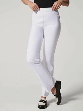 SPANX White Straight-Leg Ponte Knit Pants